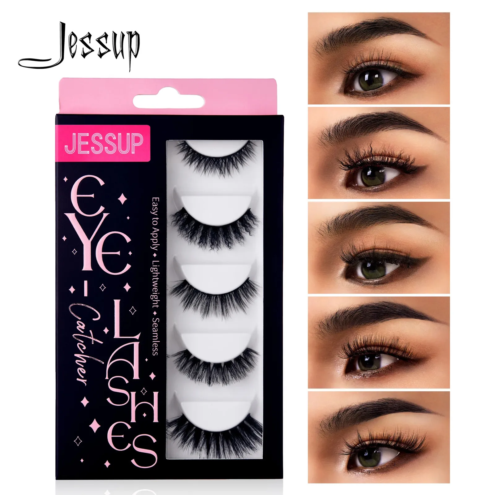 Faux cils Jessup Faux cils 5 paires Faux cils naturel oeil de chat cils moelleux vaporeux court Volume réutilisable Faux vison cils FE502 231012