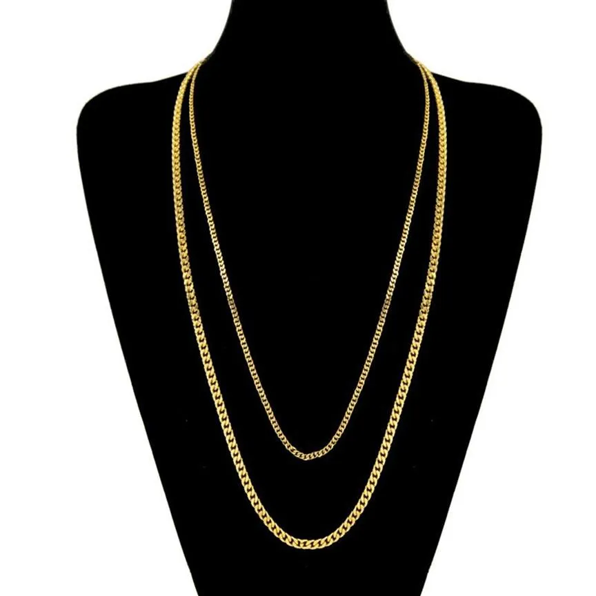 Mode 3MM 5MM 60CM 70CM Männer Edelstahl Gelb Gold Weiß Gold Überzogene Hiphop Kubanischen Link kette Unisex Halskette für Männer Frauen 234g