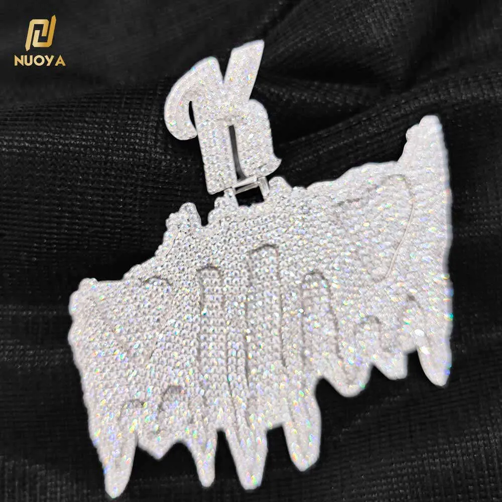 Nuoya Nieuw Ontwerp Custom Moissanite Hanger Hip Hop 925 Sterling Zilver Iced Out Vvs Diamanten Hanger Voor Heren