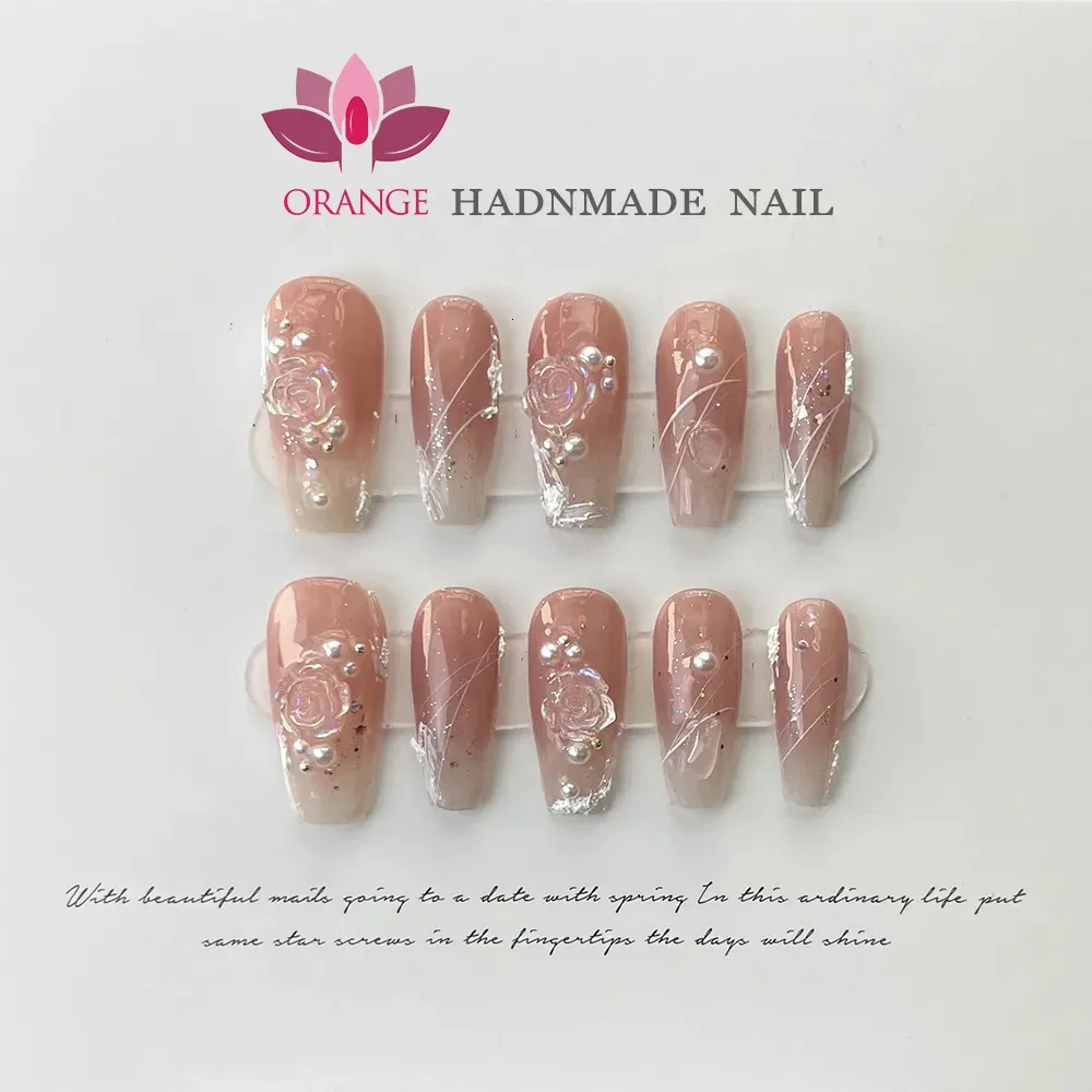 Faux ongles japonais faux presse sur avec conception travail manuel pur haute qualité portable ballerine ongles conseils artificiels fournitures coréennes 231013