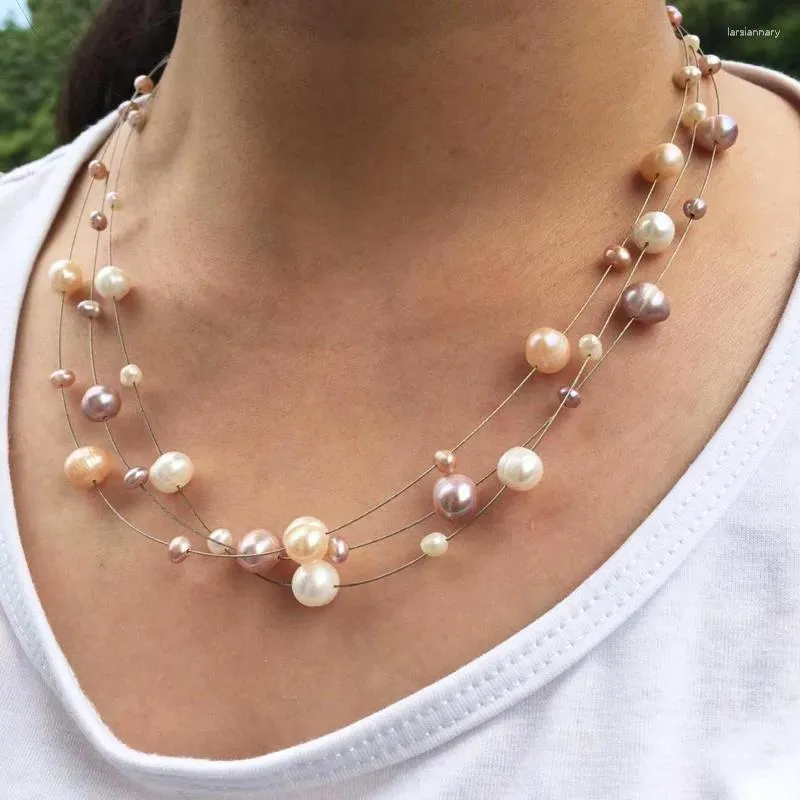 Collier ras du cou en perles d'eau douce naturelles pour femmes, bijoux à la mode, différentes couleurs, fermoir magnétique, cadeau féminin, classique, élégant et décontracté