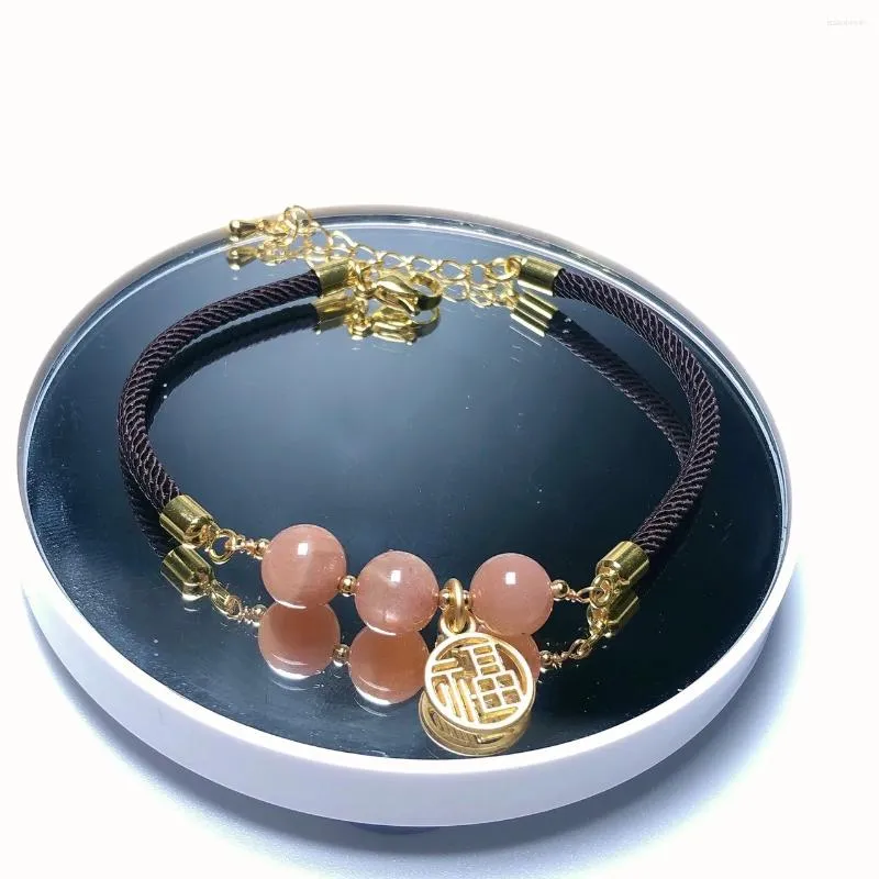 Link Armbanden Stijl! Groothandel 1 stks Natuurlijke Zon Steen Kraal Armband Echt Halfedelsteen Sieraden 18 cm