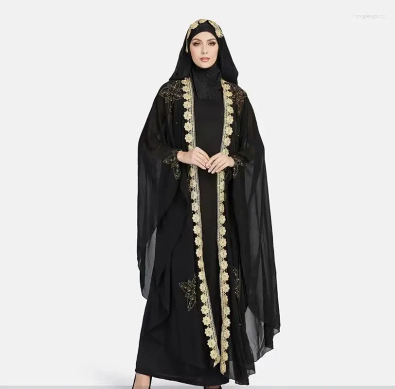 Etnik Giyim 2023 Eid Nakış Müslüman Elbise Kadınlar İçin Ramazan Lüks Arapça Femme Kimono Abaya Zarif Lady Akşam Robe Türkiye Giysileri