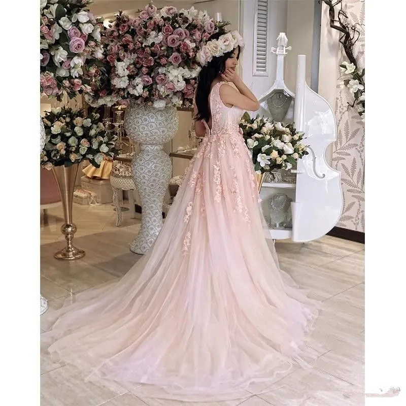 2023 Sexy Evening Dresses Wear Pink Jewel Neck Sleeveless Mermaid Overskirts Lace Appliques Crystal Beads 3D Floral Flowers Prom Dress Party Pageant Formal Gowns