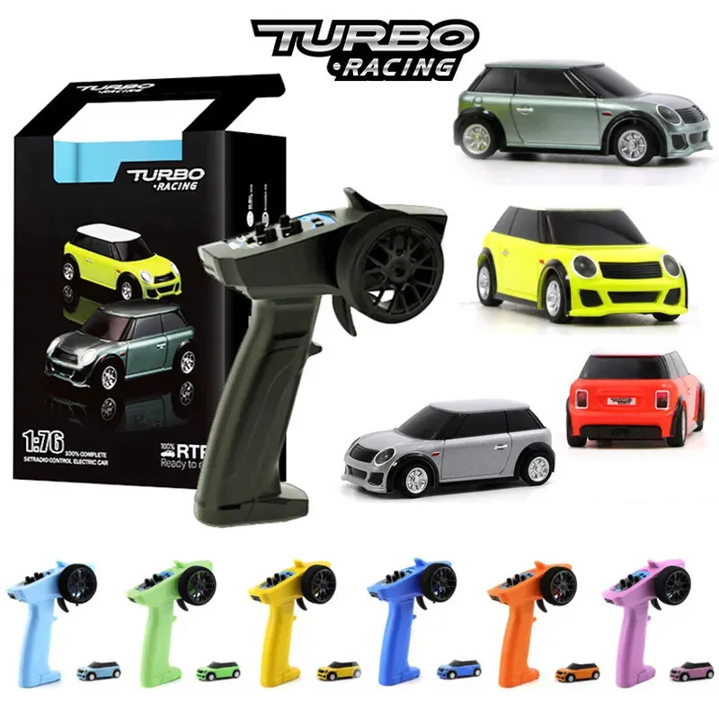 Electric RC Car Turbo Racing Com Gyro Radio E Controle Remoto Para Crianas Adultos 1 76 Drift Rc Brinquedos Proporcionais Completos Kit R 231013