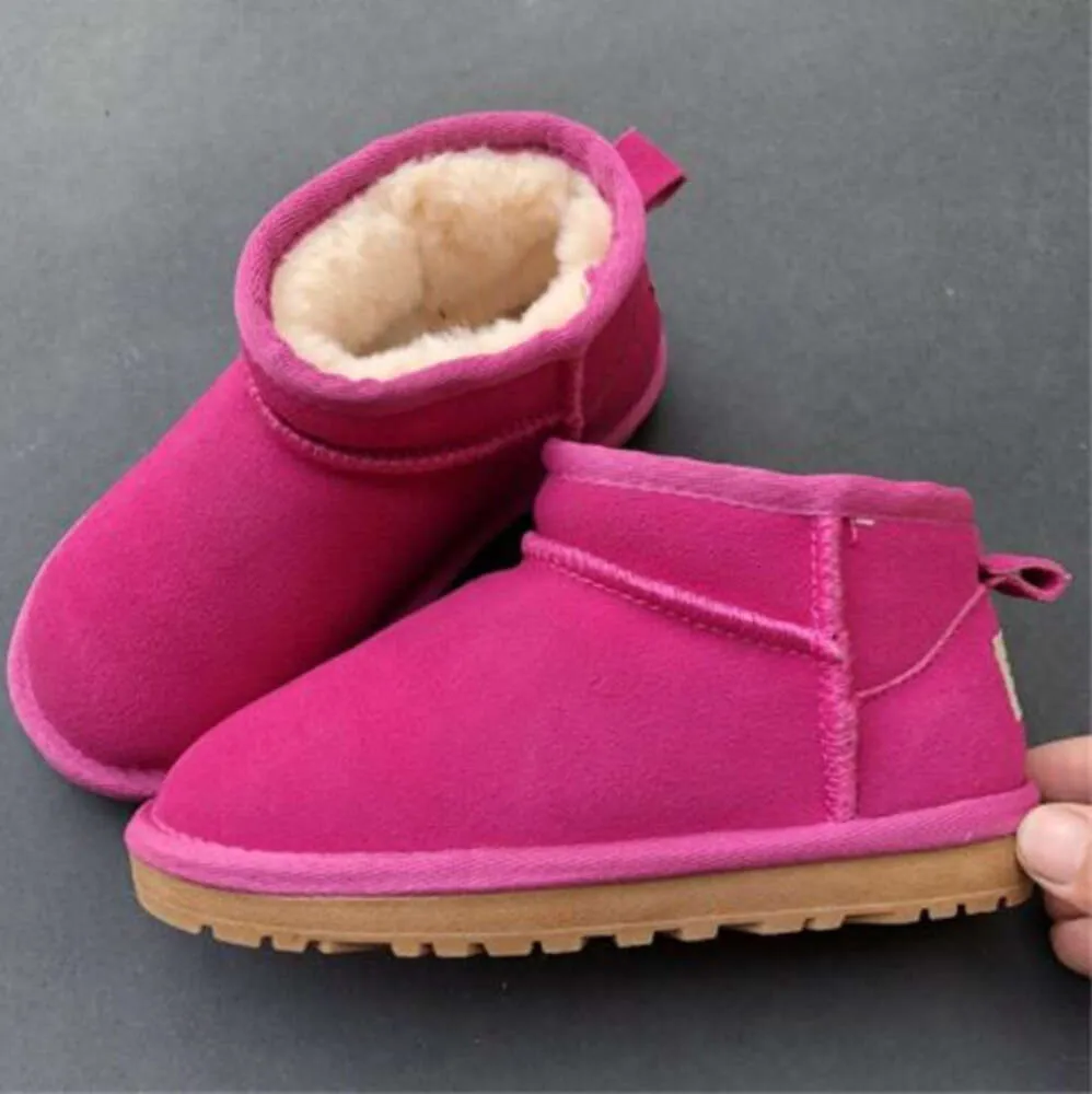 U Newly arrived snow boots Kids Boy girl children Mini Sheepskin Plush fur short G Ankle Soft comfortable keep warm with card dustbag Low cut 2024