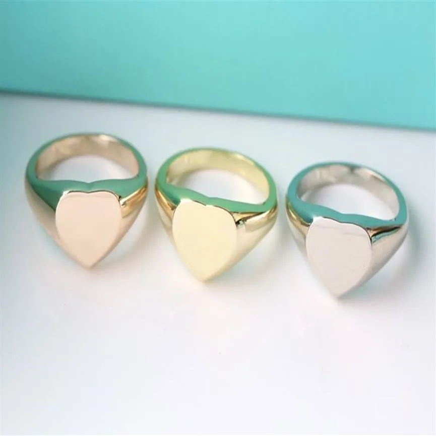 2022 Top Kwaliteit Extravagante Eenvoudige Hart Liefde Ring Goud Zilver Rose Kleuren Roestvrij Staal Paar Ringen Mode Vrouwen Designer Je229g