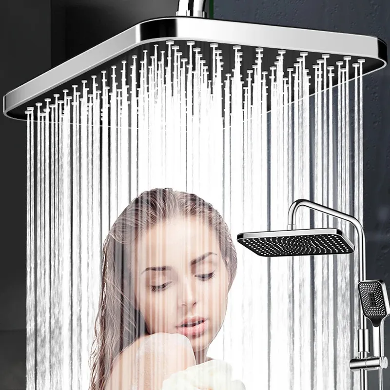 Głowice prysznicowe w łazience Duże łazienka srebrny sufit prysznicowy górna część prysznicowa z prysznicem pojedyncza głowica deszczu deszczowy prysznic na głowę prysznicowa czarna 231013