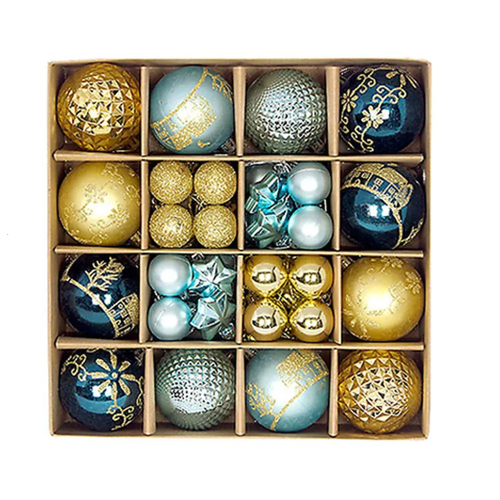 Weihnachtsdekorationen, Weihnachtskugel-Set, perfekt zum Aufhängen von Dekorationen und Kleintierspielzeug, Blaugold und Eisengrau, Champagnergold, 231012