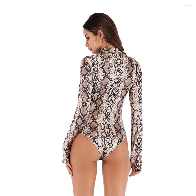 Snakeskin Womens Athartle Bodysuit Leotard With Long Sleeves And Snake  Print Romper Big Shaper From Malewardrobe, $11.09