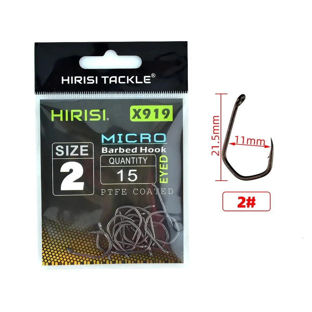 Hirisi PTFE Coated High Carbon Steel Micro Barbed Micro Fishing Hooks With  Eye Carp X919 231013 From Hui09, $9.32
