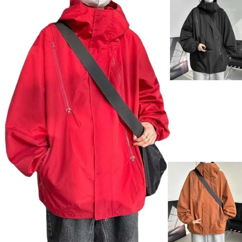 Chaquetas para hombres Chaqueta con capucha de otoño para hombres Ropa de calle de gran tamaño Al aire libre Impermeable Cortavientos Casual Ejército Táctico Ropa exterior