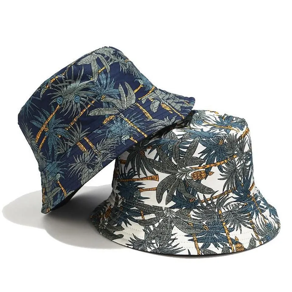 Tropical Banana Tree Printed Bucket Hat Spring Summer Unisex Outdoor Beach Panama Caps Sun Hats for Women Men248Z