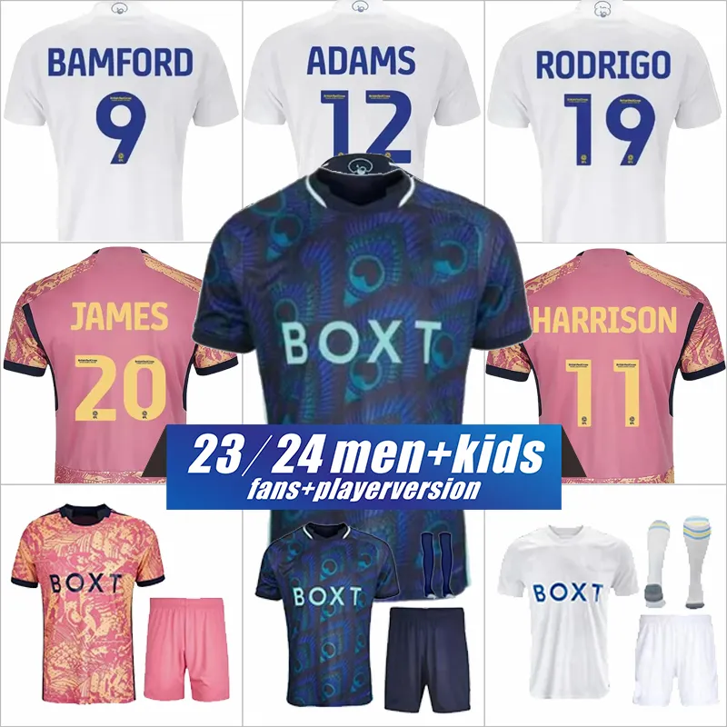 23/24 RODRIGO JAMES Divisa da calcio 2023 Leeds UnitedS casa BAMFORD AARONSON HARRISON camicia ADAMS RODRIGO SUMMERVILLE STRUIJK Maglie da calcio da uomo per bambini