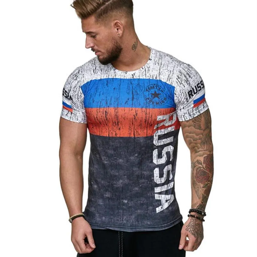 Mäns T-shirts Sverige Spanien Portugal Ryssland T Shirt 2021 Fashion Flag Print Kort ärm Män Summer Casual Daily Sportswear T291i