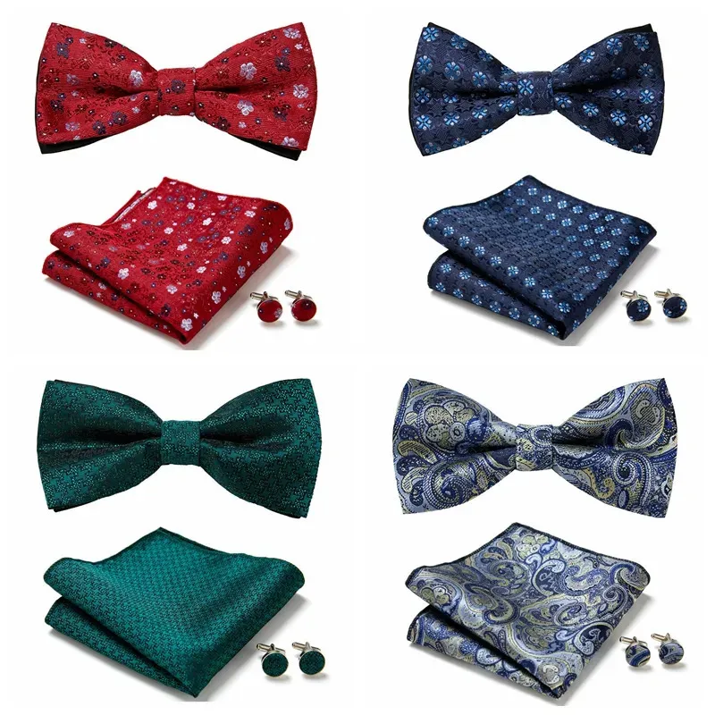 Bow Ties Bowtie Pocket Square manschettknappar 3st.