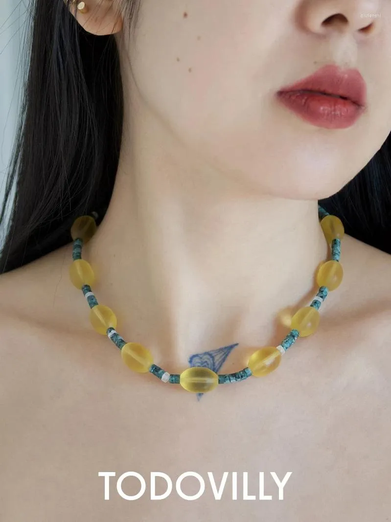 Choker Fruit Hard Candy Series Lemon Yellow Crystal Necklace Spring and Summer