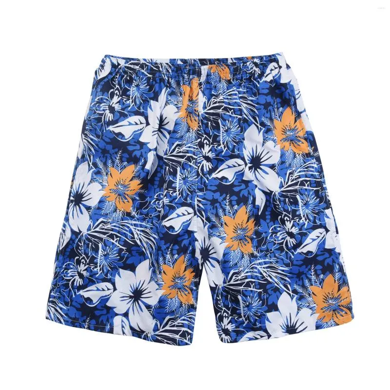 Herren-Shorts, blauer Blumendruck, Badehose, Surf-Badeanzug 2023, hawaiianisches Polyester, schnell trocknend, atmungsaktiv