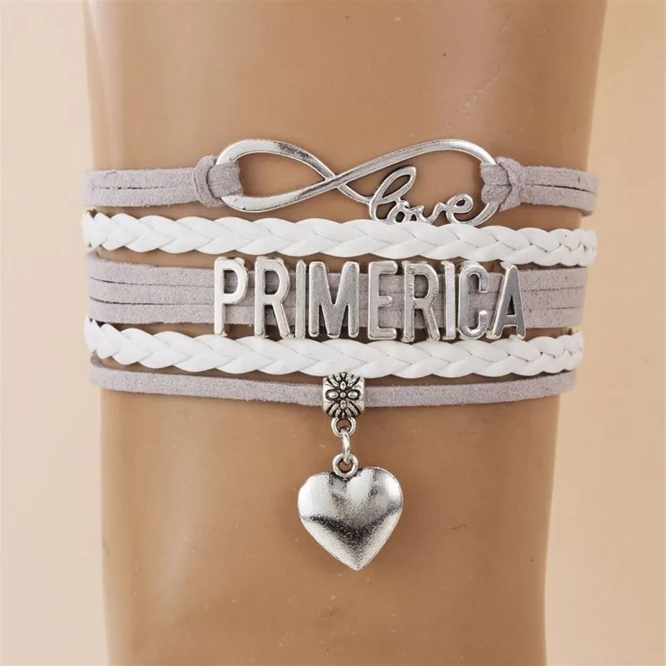 NCRHGL Infinity love PRIMERICA bracciale braccialetti ciondolo cuore braccialetti in pelle intrecciata gioielli per uomo donna Drop 254l