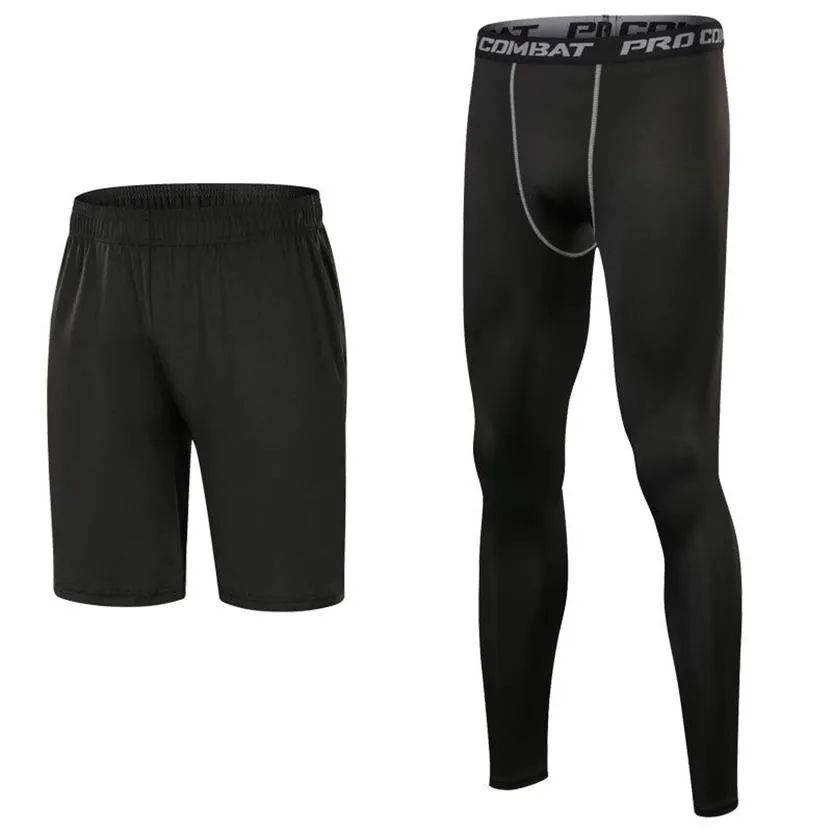 Conjuntos de calças de compressão masculinas de secagem rápida, 3 cores, shorts esportivos e leggings, calças de academia de basquete, joggers skinny226l