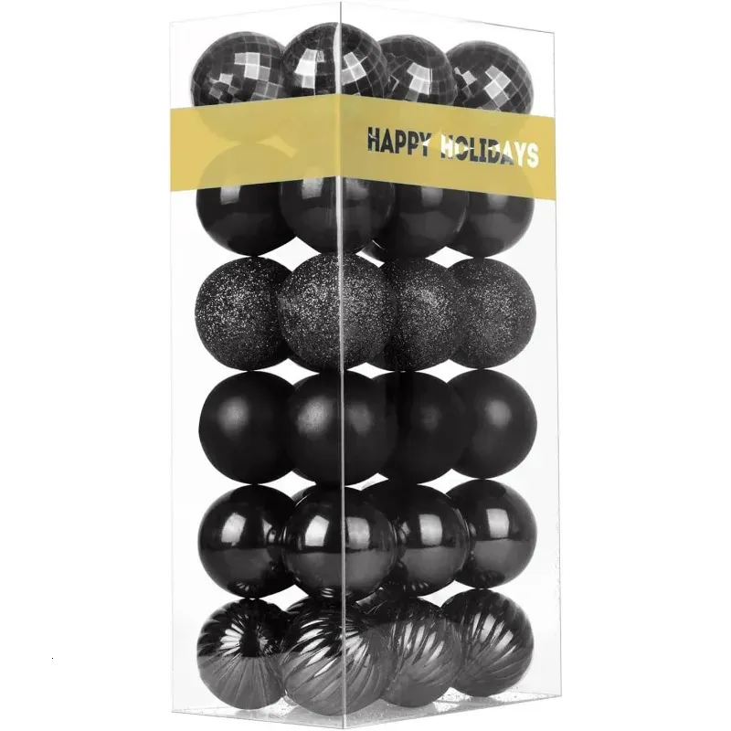 Decorações de Natal 36 Pçs / Conjunto Preto 1.6 Polegadas Pequenas Bolas de Natal Enfeites de Árvore de Natal Bolas Penduradas para Aniversário Dia dos Namorados Páscoa Decoração de Casamento 231012