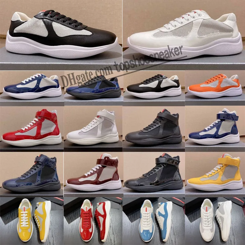 Americas Cup Baskets en caoutchouc souple Tissu Sneaker Designer Hommes Chaussures décontractées en cuir verni Baskets basses Baskets basses Mesh America pour hommes Baskets