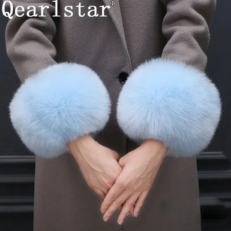 Guanti a cinque dita Qearlstar Super Soft Winter Donna Polso Polso femminile Polsino Maniche Accessori Pelliccia sintetica Scaldabraccia elastico Bracciale in pelliccia YT32 231012