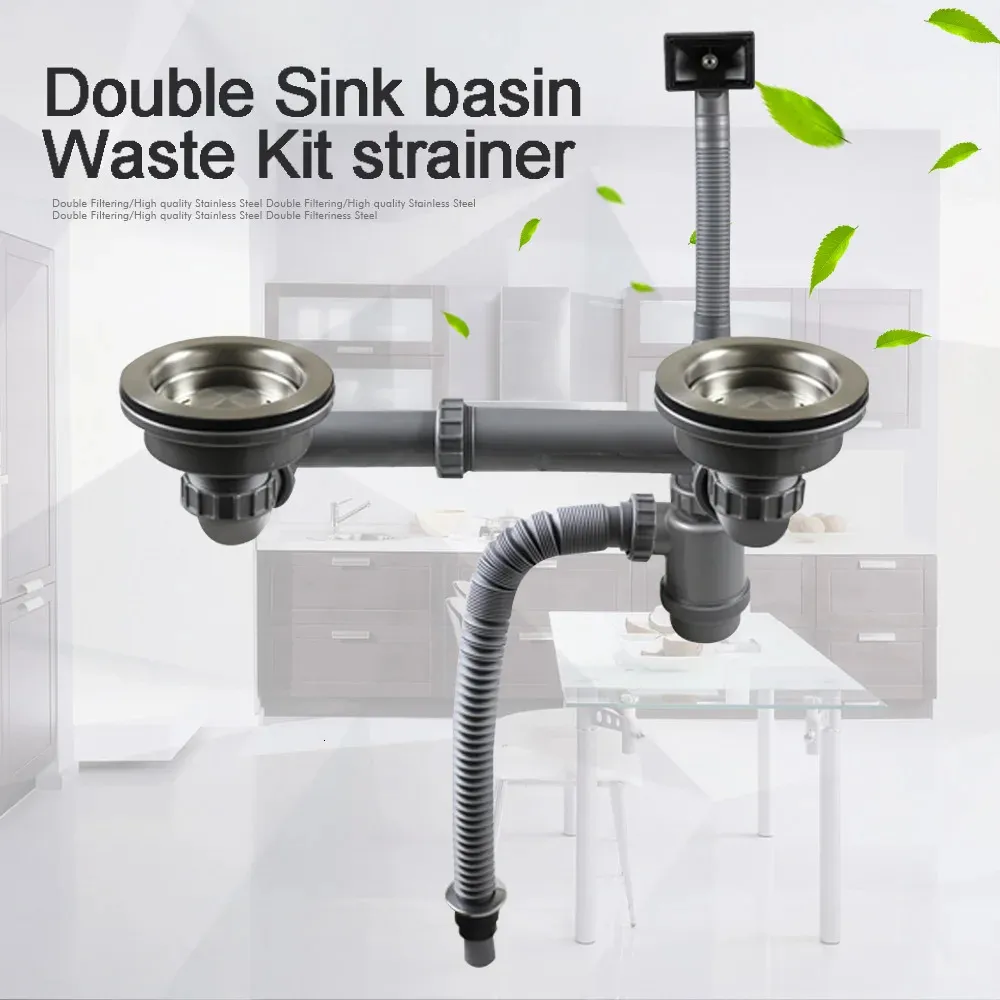 Drains Talea Kitchen Sink Drain Kit W/ Double Strainer & Basket Drain