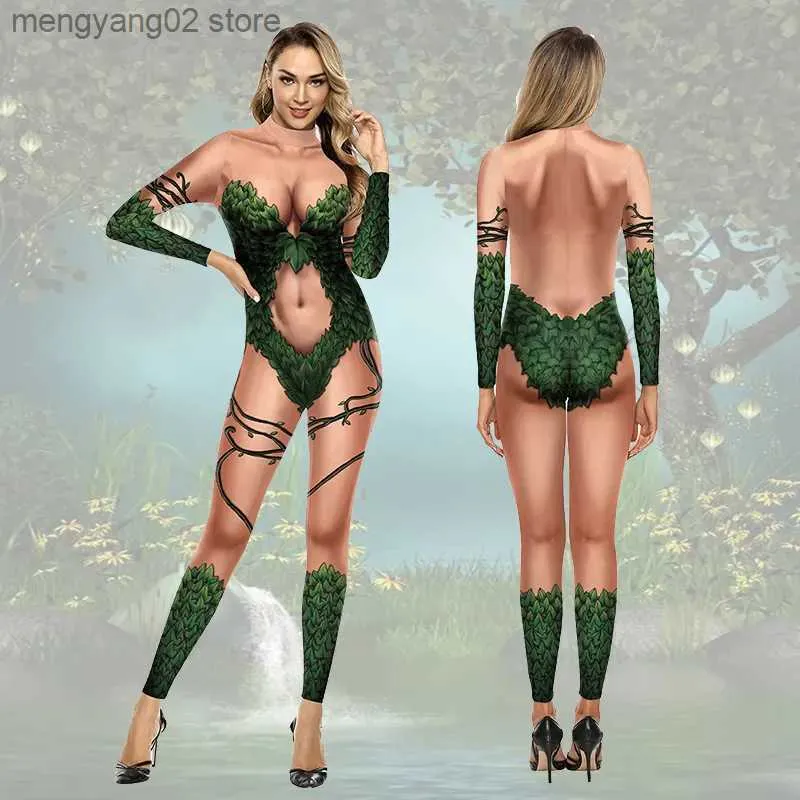 Tema Costume da donna Poison Ivy Cosplay arriva sexy abbigliamento sottile tute per adulti manica lunga elastico vestito attillato anime fitness tuta T231013