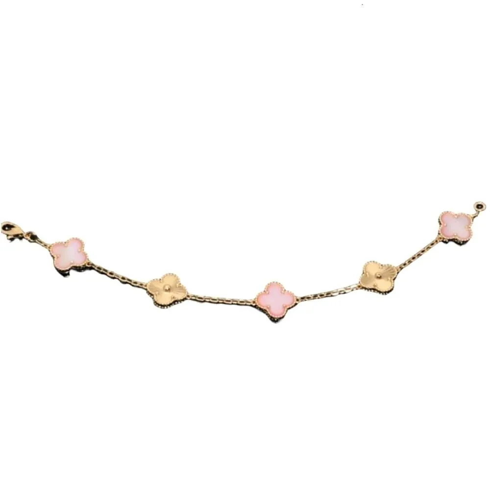 Van-Clef Arpes Bracelet Designer Femmes Qualité Originale V Doré Cinq Fleurs Chanceux Quatre Feuilles Herbe Rose Coquille Laser Bracelet Fille Luxe Petits Amis Cadeau