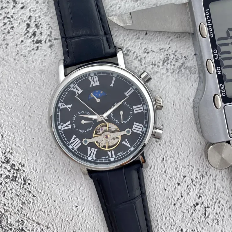 Luxury Tourbillon Automatic Watch Mens Mechanical Moon Phase