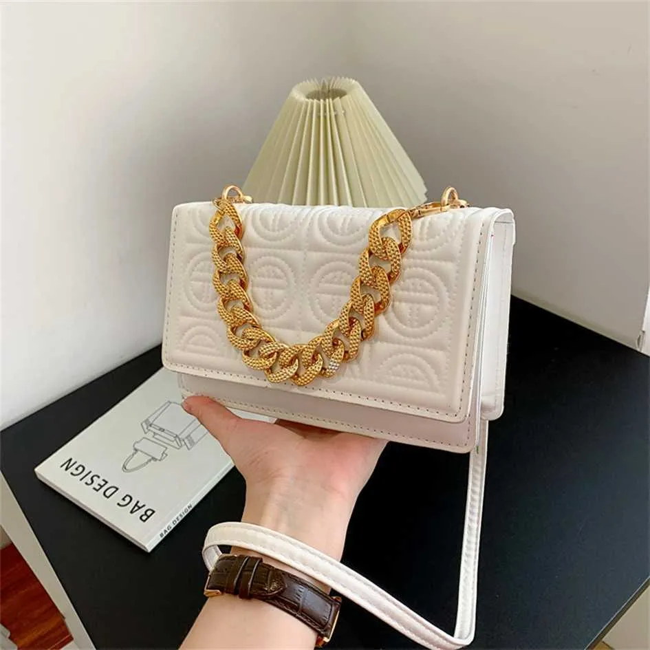 Bolsa feminina nova tendência da moda simples um ombro crossbody corrente portátil pequeno quadrado em relevo commutercode 2879