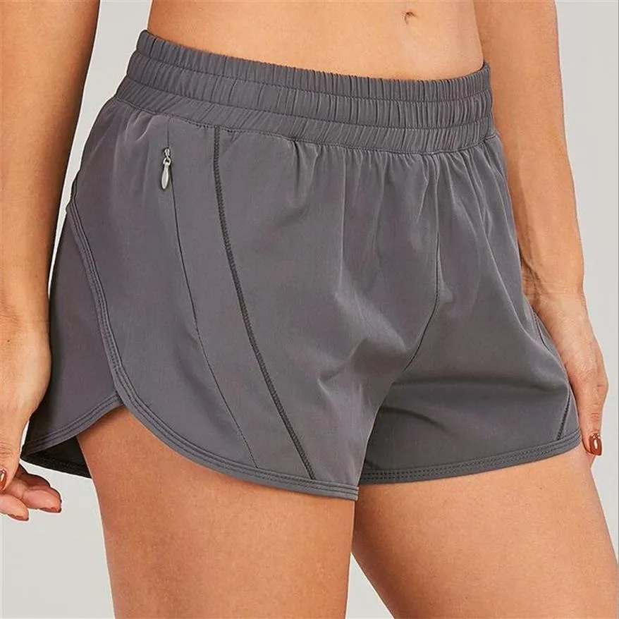 Kvinnor Dance Yoga Short Mid-Rise fodrad med blixtlåsfackmör Soft Fabric Mesh Net Yarn Stitching Shorts #0160270i