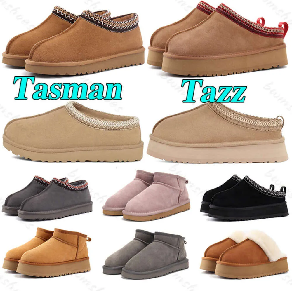 Tazz Slipper Tasman Pantoufles Femmes bottes ultra Ugh mini plate-forme Tasman Noir Châtaigne Rouge Fourrure graine de moutarde Bottines fourrure moelleuse bootsasff