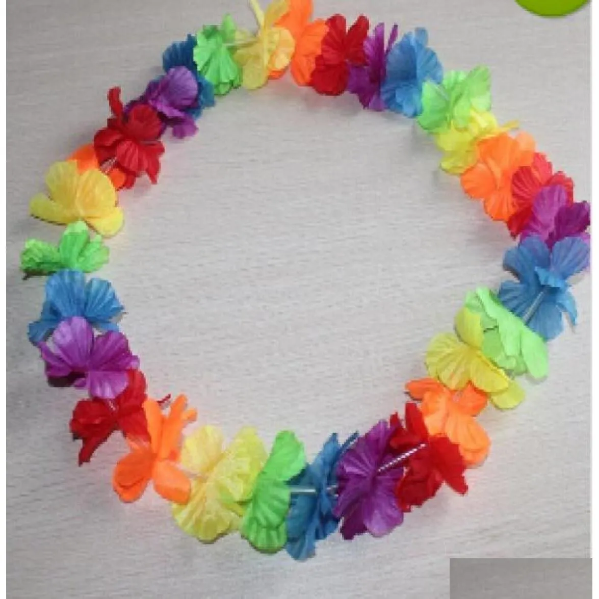 Decorative Flowers Wreaths Whole Mti Colour Hawaiian Rainbow Flower Leis Artificial Beach Garland Necklace Luau Party Gay Pride 40 Dhg8W