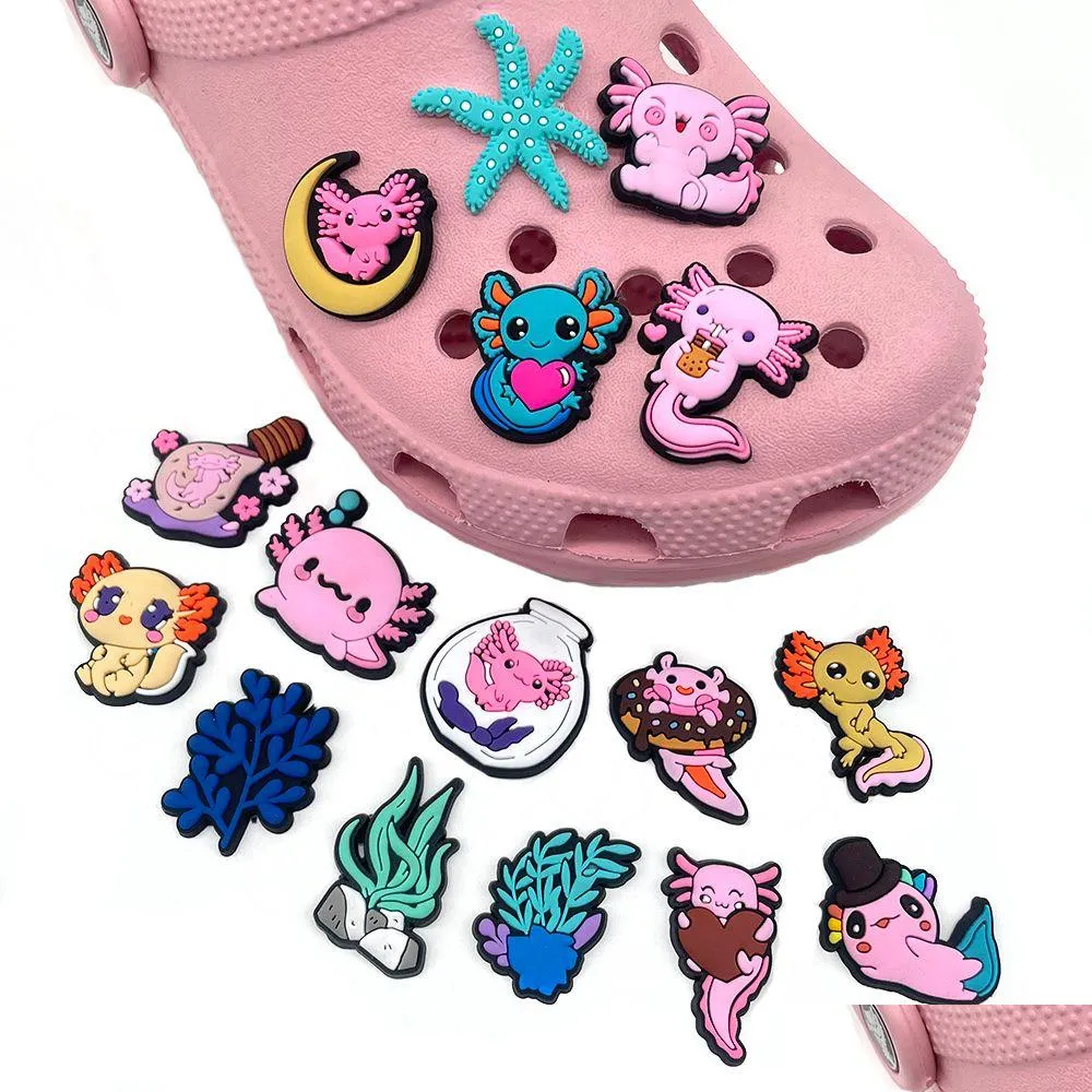 Аксессуары для ботинок Charms Accessories 1pc милый животный Axolotl Buckle Design Diy сад подходит для засорень