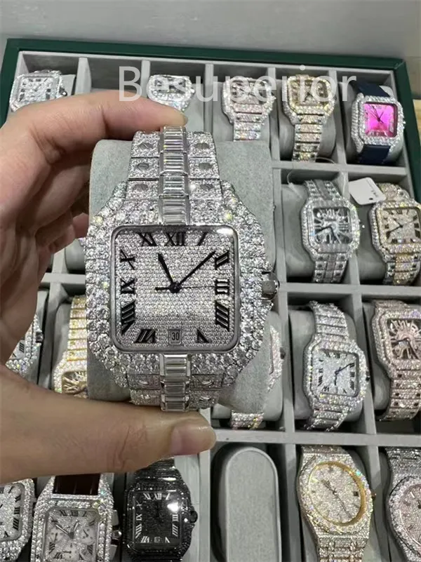 luxe moissanite diamanten horloge iced out horloge designer herenhorloge voor heren horloges hoge kwaliteit montre automatisch uurwerk horloges Orologio. Montre de luxe i3