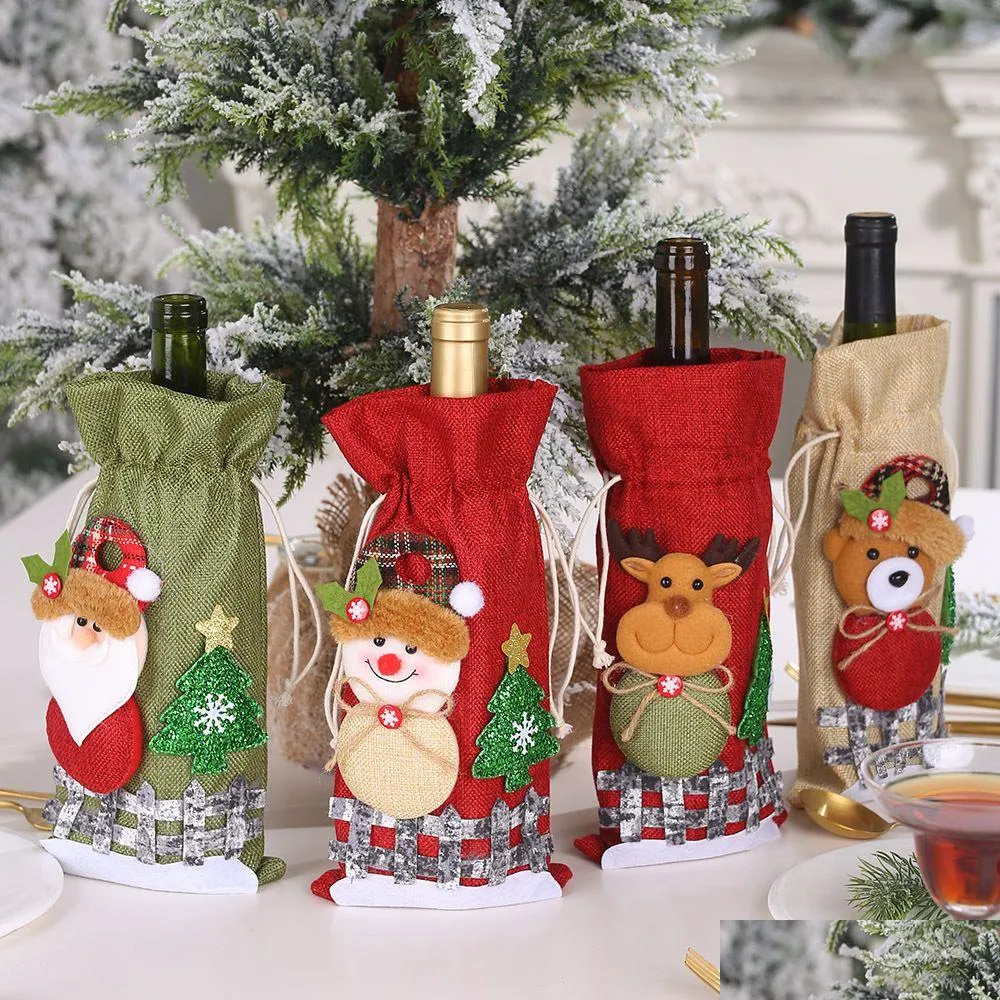 Decorações de Natal Garrafa de Vinho Er Merry Decoração para Casa Boneco de Neve Mesa Xmas Presente Feliz Ano Navidad Drop Delivery Jardim Festivo Pa Dhxyo