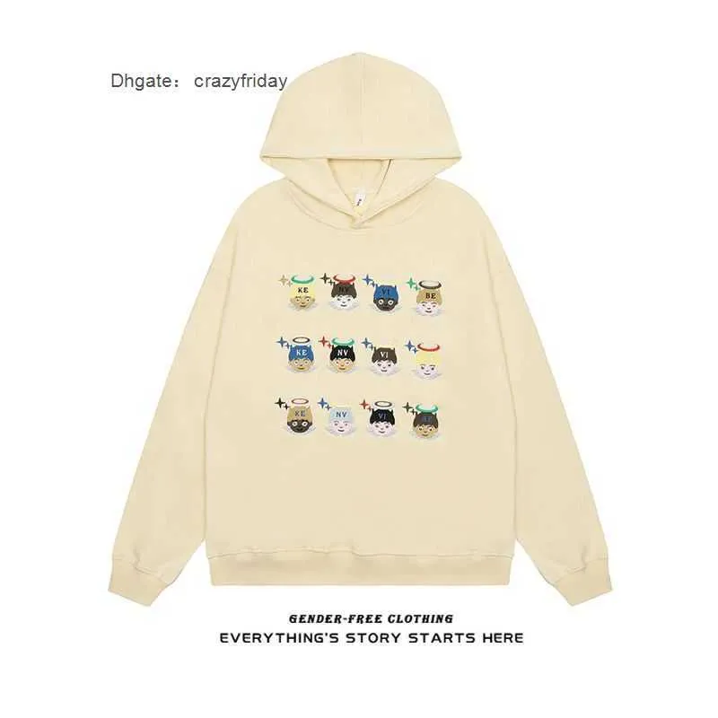 Jayihome Fun Q Edition Cartoon Hooded Pullover Sweater Women's American Slouchy Loose Fashion Couple Hoodie