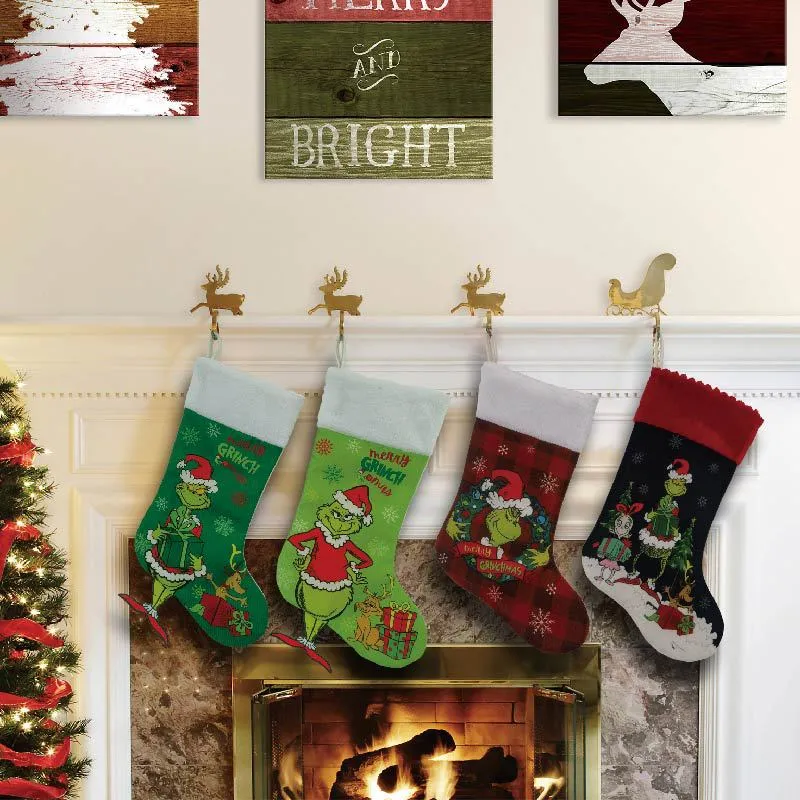 Grinchs Christmas Stockings 18 Inch Large Christmas Grinchs Stocking Kit Christmas Decorations Holiday Ornaments Grinchs Decor Home Indoors 1013