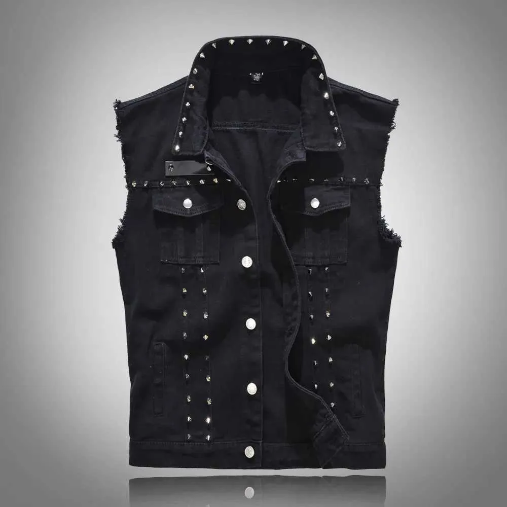 Punk rock jean vest hot sale