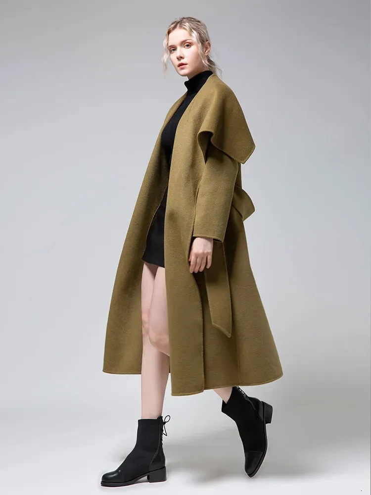 Cappotto da donna in misto lana modello super modello in pura lana reversibile moda colletto grande autunno e inverno abbigliamento di lusso di fascia alta 231013
