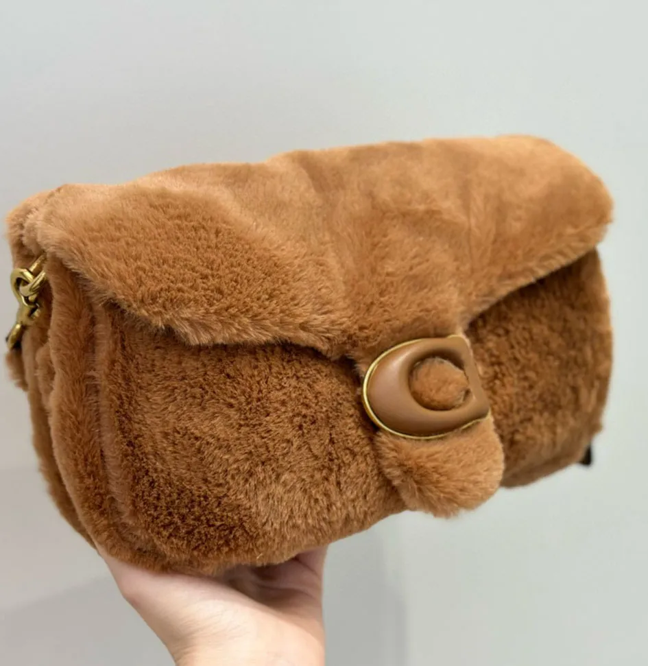 woman Designer handbag luxury rabbit hair crossbody tabby shoulder bag for genuine leather female fashion sacoche letters bolso Cross Body Bags flap clutch bag