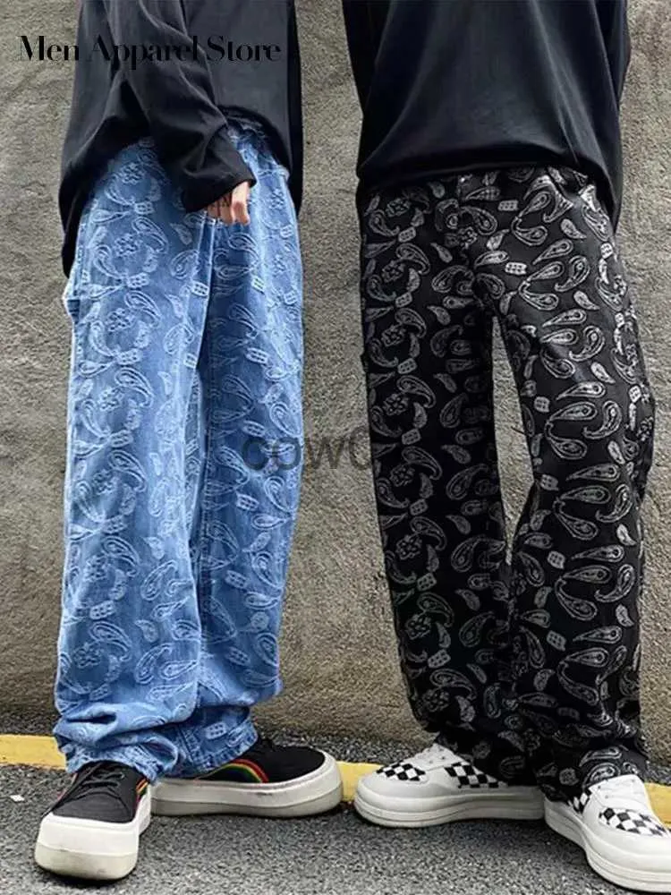 Men's Jeans Casual Printed Straight Jeans Long Pants Men Loose Pocket Zipper Full Trousers Man Summer Autumn Fashion New 2023 Men's Clothing J231014