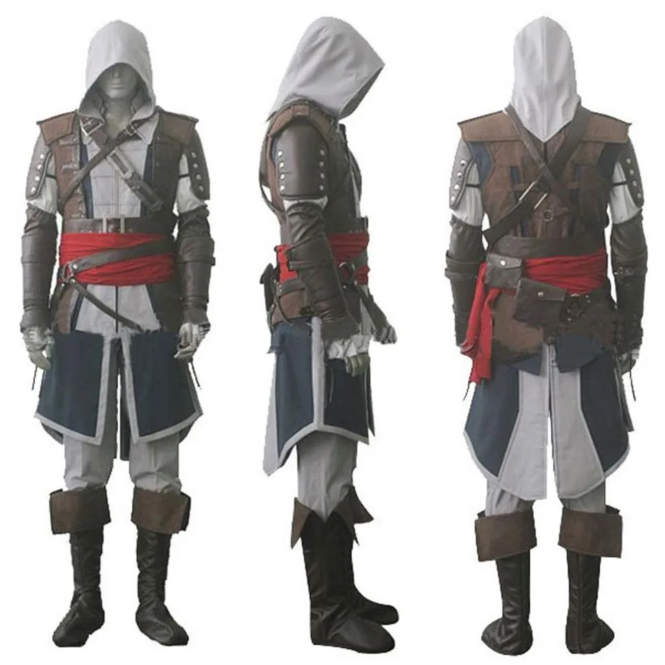 Assassin's Creed IV 4 Siyah Bayrak Edward Kenway Cosplay Costume Bütün Set Özel Express 308p