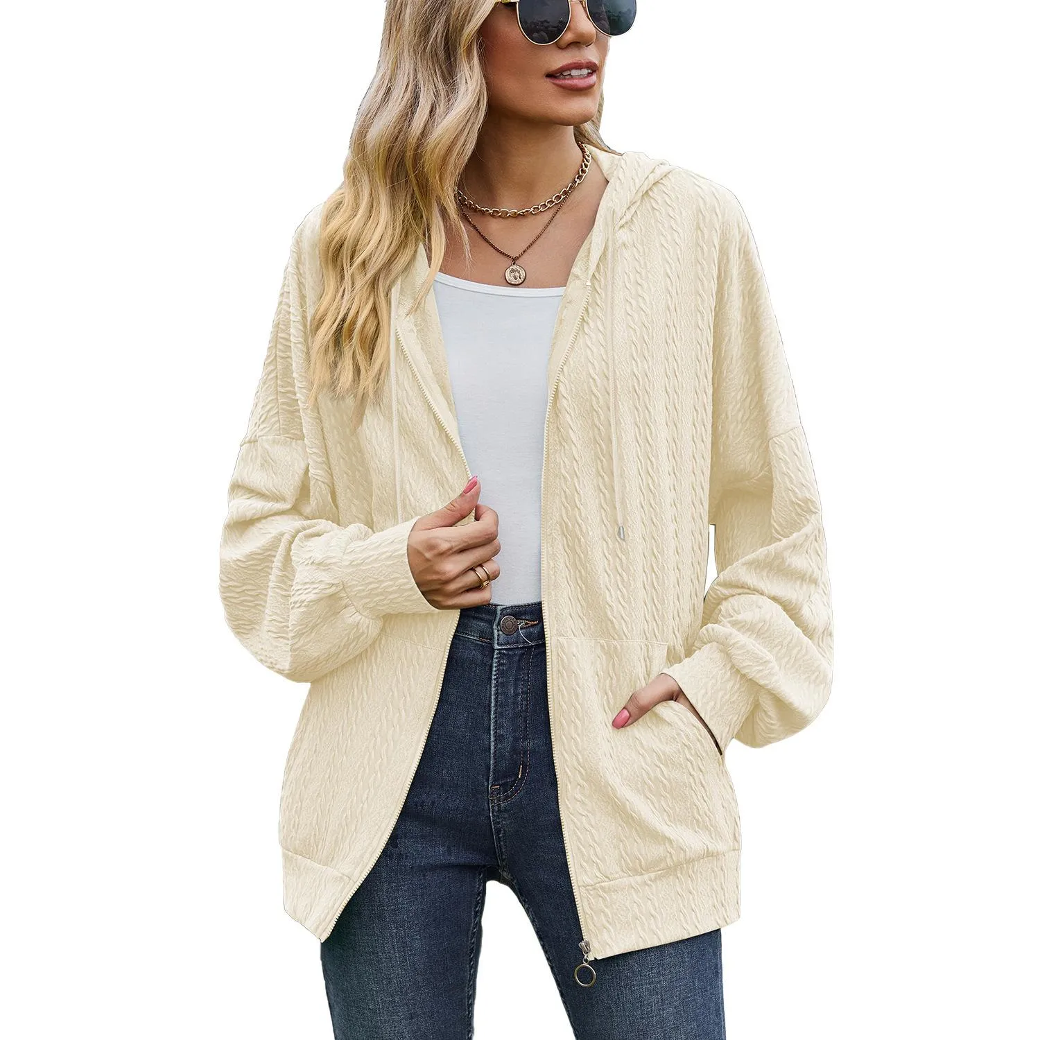 Zip Up Cardigan Sweater Jackets Women's Fleece Lined Jackets