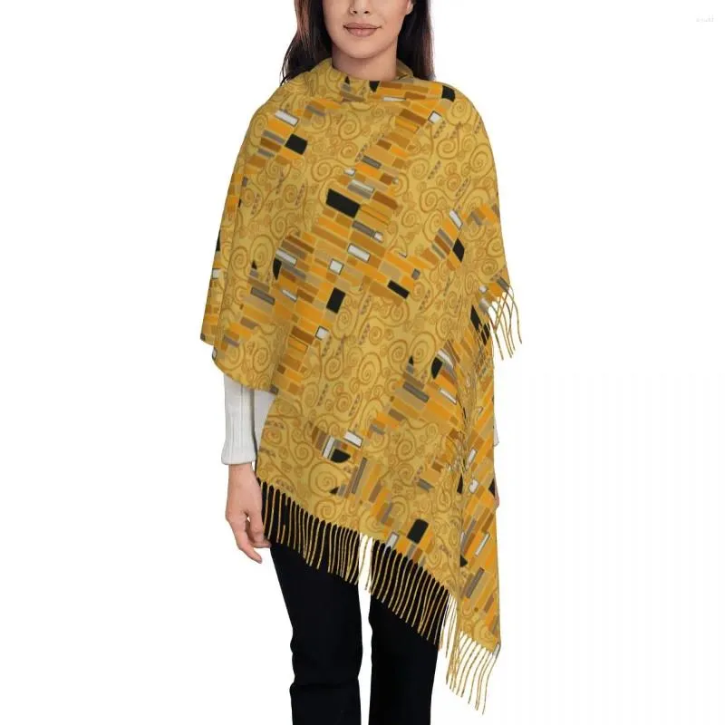 Foulards Gustav Klimt Style Fantaisie Art Écharpe Pour Femmes Automne Hiver Pashmina Châle Wrap Longue Avec Gland Quotidien Porter