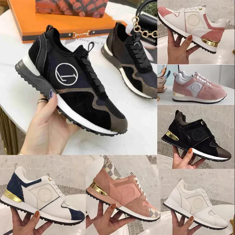 Spring Fall Run Away Sneakers Designer Mens Casual Shoes Suede Real Leather Trainers Women Shoe Fashion Sneaker Damer Mixed Color Unisex Storlek 45