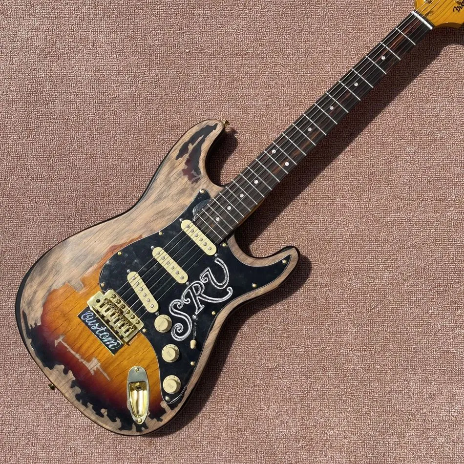 Relic Electric Guitar, SRV Style, Alder Body with Maple Neck, Custom Electric Guitar, 00