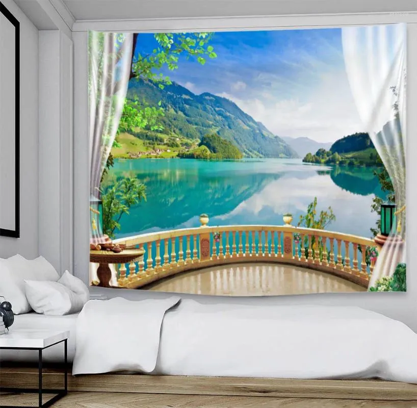 Creative Aesthetic Tapestry For Balcony View Forest Ocean Wall